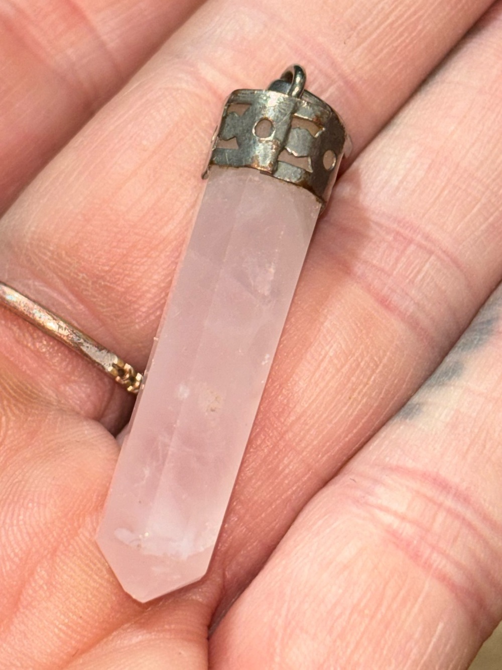 Rose Quartz Crystal Pendant Necklace